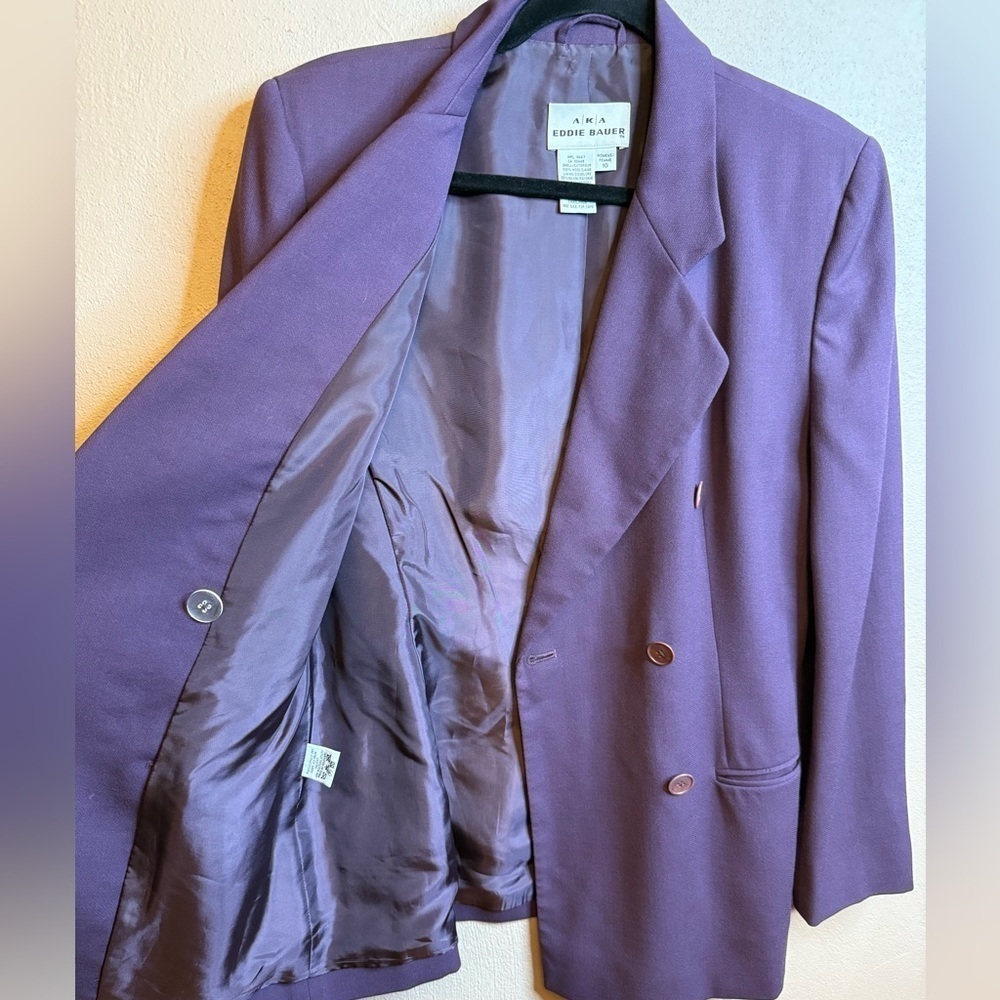 Vintage Eddie Bauer Deep Purple Women's Double-Breasted Blazer 100% Wool Size 10 - Picture 13 of 15